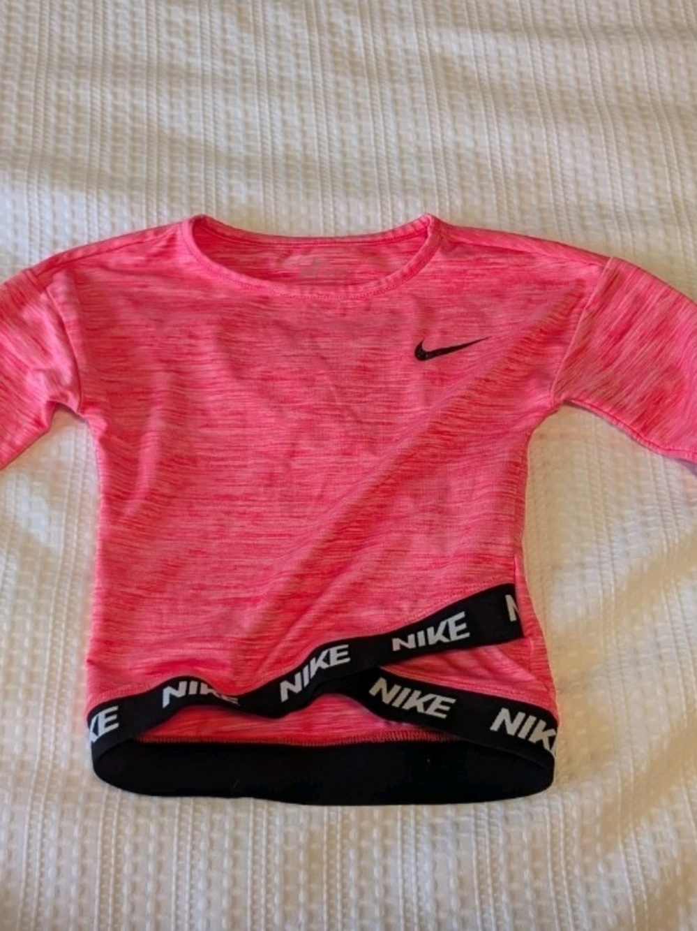 Nike Girls' Neon Pink Long Sleeve Active Top with Branded Hem